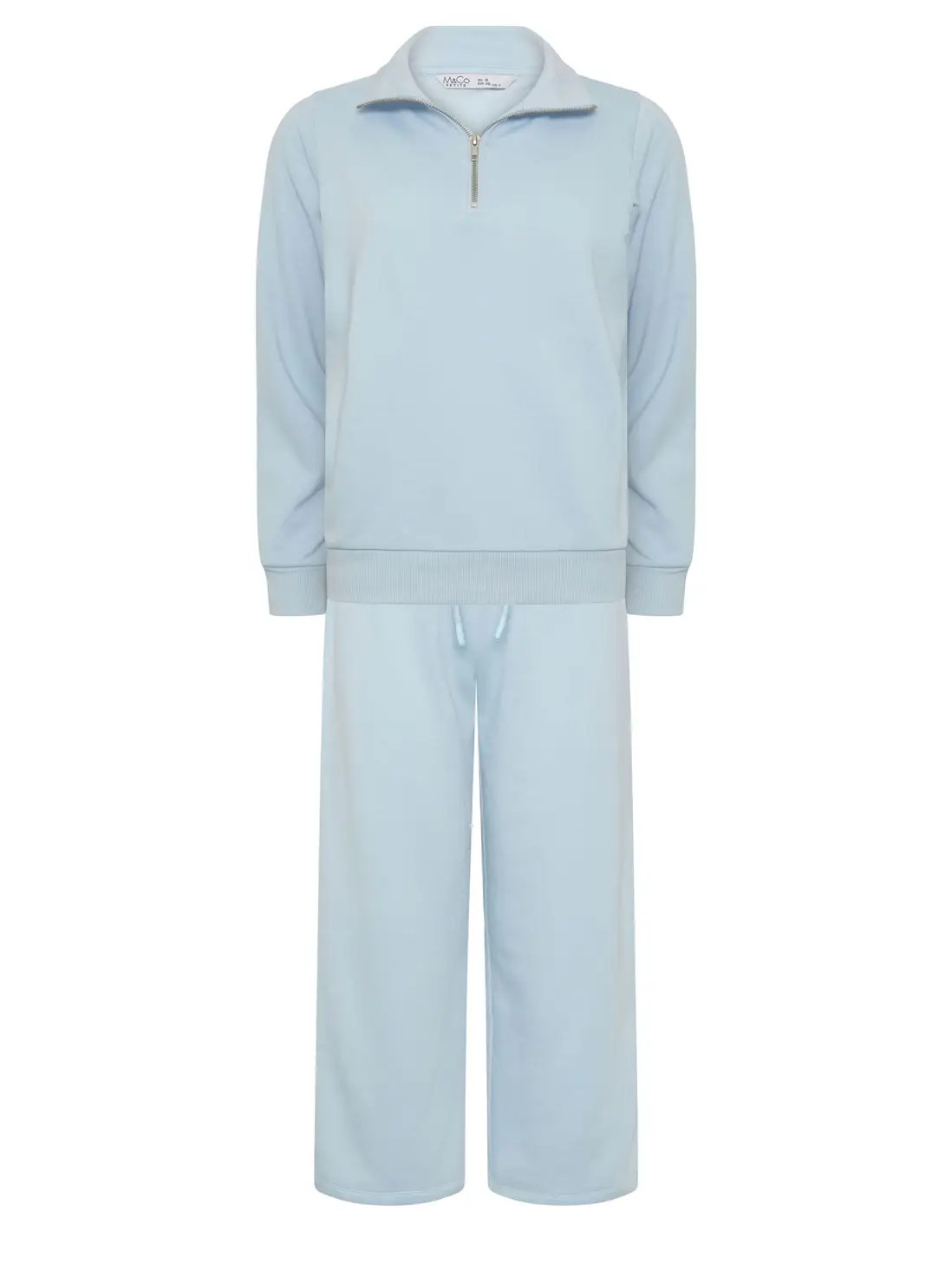 Baby Blue M&Co Petite Quarter Zip & Wide Leg Joggers Set | Debenhams | Debenhams UK