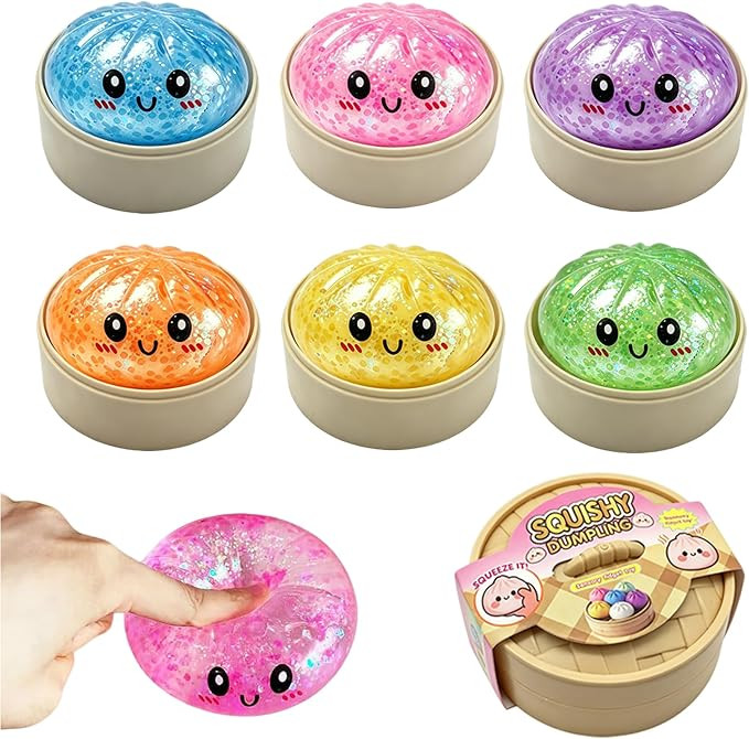 6 Pack Dumpling Stress Balls Squishy Toys, Colorful Dumplings with Mystery Box, Stress Relief Sen... | Amazon (US)