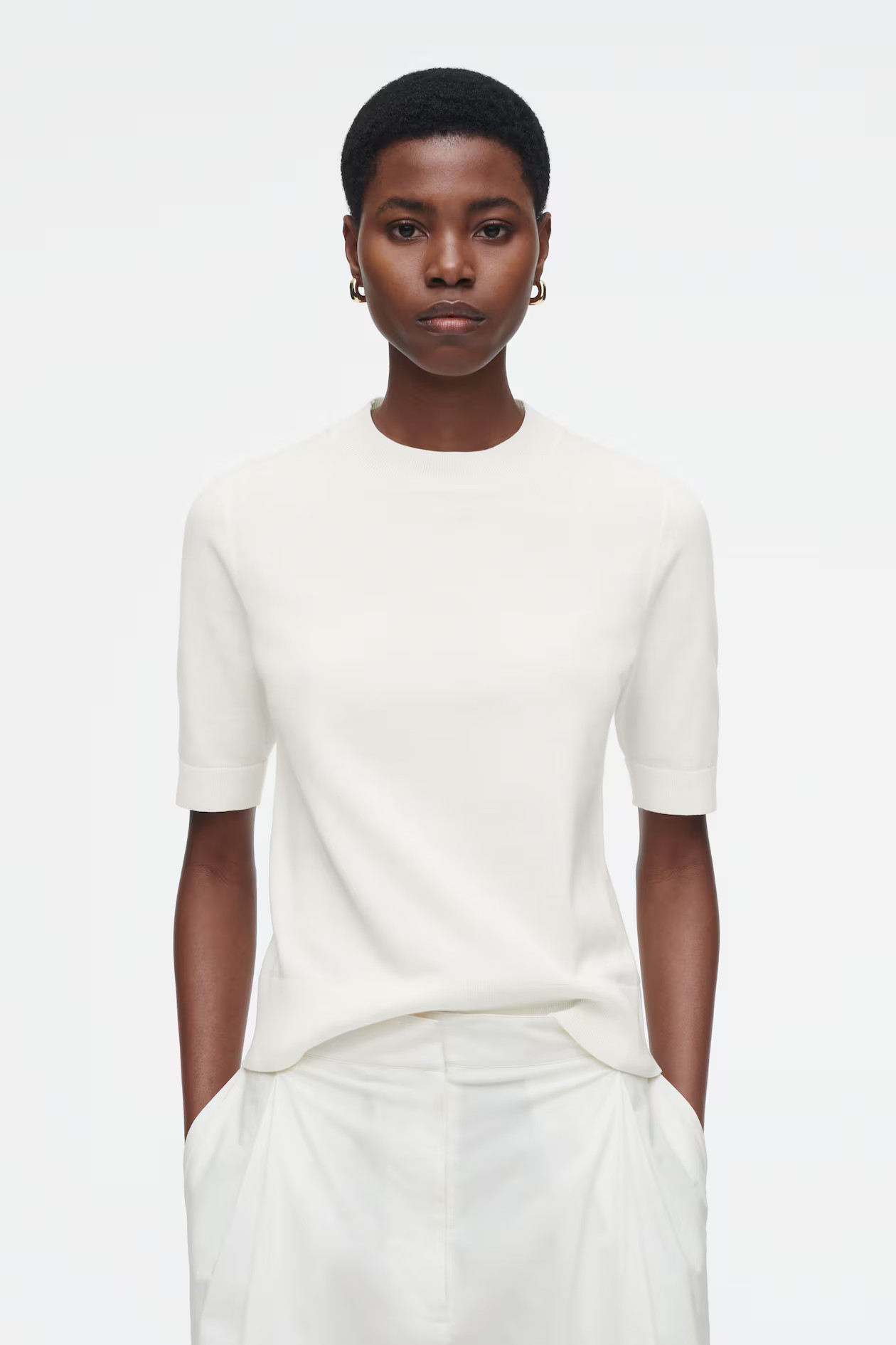 REGULAR KNITTED T-SHIRT | H&M (UK, MY, IN, SG, PH, TW, HK)
