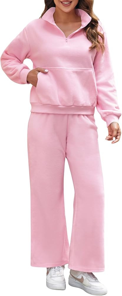 Womens Two Piece Outfits Sweatsuit Set Zip Long Sleeve Sweatshirts Straight Loose Sweatpants Fall... | Amazon (US)