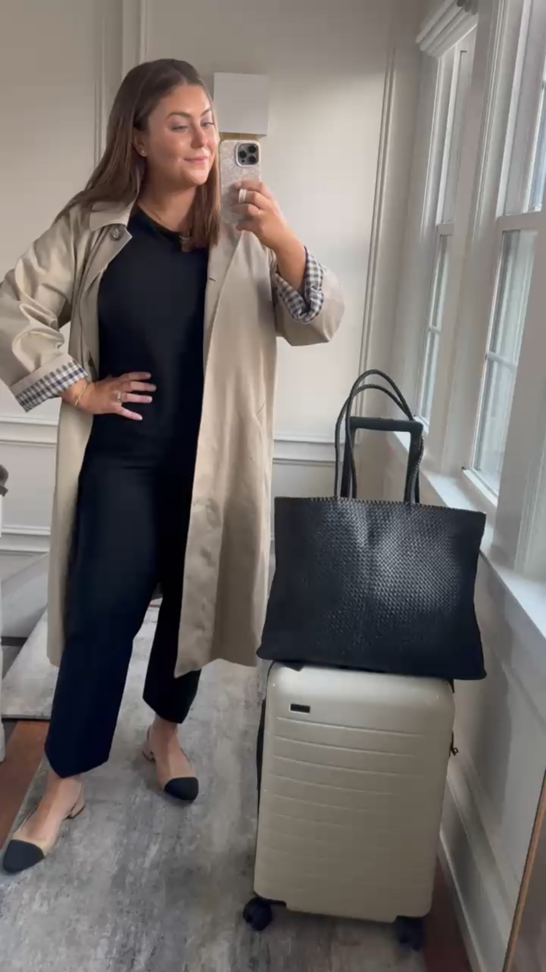 Travel outfit - wearing size 1X in Spanx pants & tank (use CARALYN20), XL in top-sharing similar styles), 16 in trench coat. 

#LTKTravel #LTKMidsize #LTKWorkwear