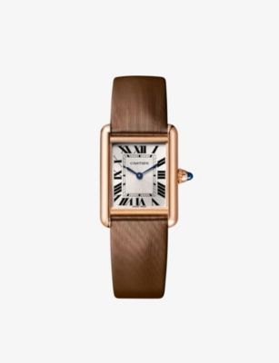 WGTA0011 Tank Louis Cartier 18ct rose-gold and leather watch | Selfridges