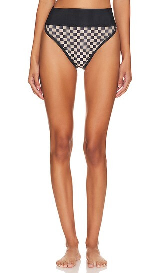 Emmy Bikini Bottom in Taupe & Black Check | Revolve Clothing (Global)