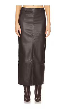 ALL THE WAYS Kayla Faux Leather Skirt in Chocolate Brown from Revolve.com | Revolve Clothing (Global)