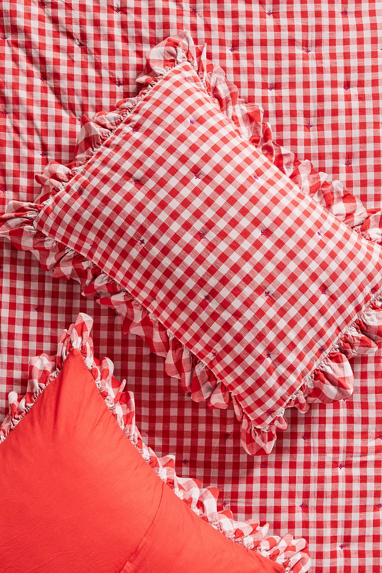 Gingham Ruffle Yarn-Dyed Cotton Shams, Set of 2 | Anthropologie (US)