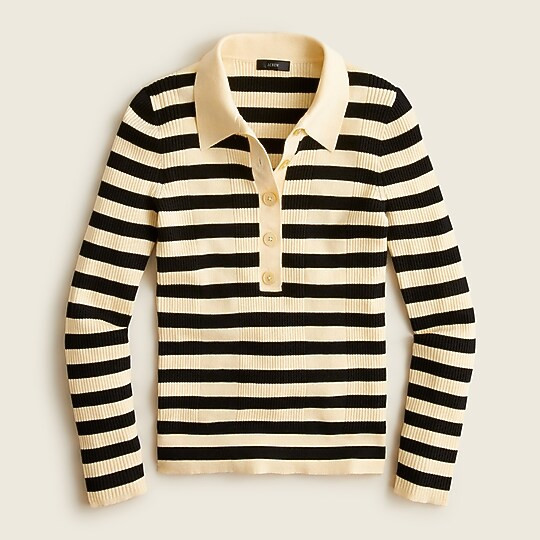 Collared silk-blend sweater in stripe | J. Crew US