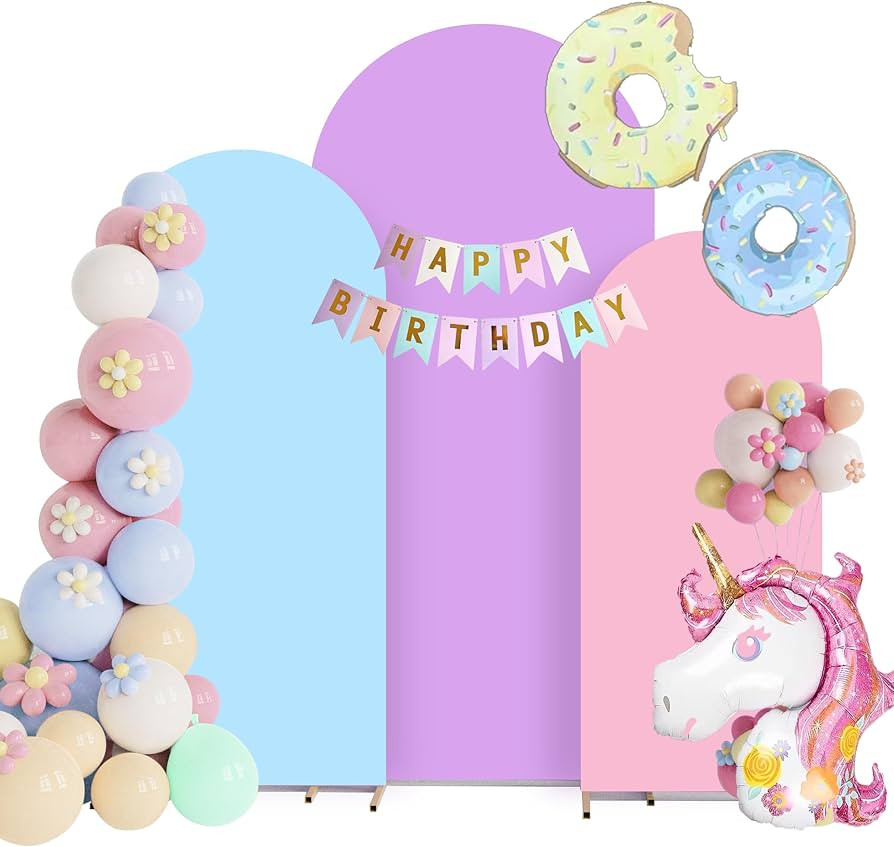Set of 3 Arch Backdrop Cove r with Party Banner - Spandex Fitted Wedding Back Drop Covers 4ft,5ft... | Amazon (US)