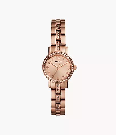 Shae Mini Three-Hand Stainless Rose Gold-Tone Steel Watch | Fossil (US)