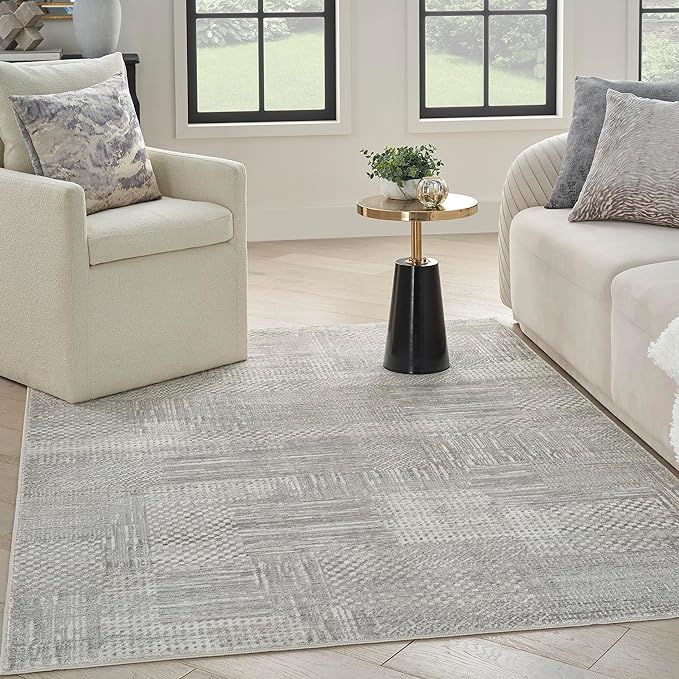 Nourison Glam Abstract Silver Grey 3'11" x 5'11" Area Rug, Easy Cleaning, Non Shedding, Bed Room,... | Amazon (US)