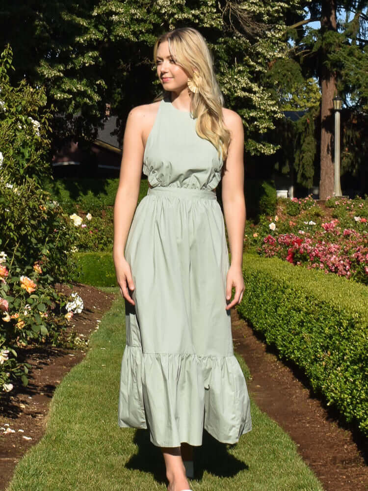 Sage Open Back Maxi Dress | Confête