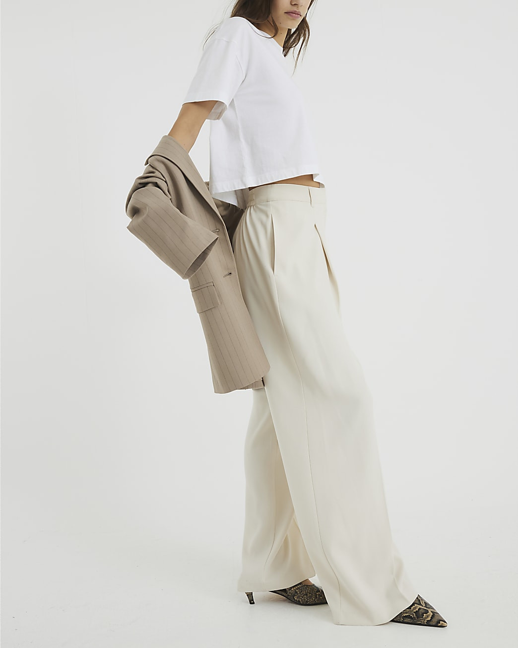 Cream Soft Wide Leg Trousers | River Island UK & IE