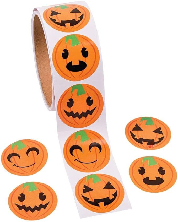 Jack o Lantern Pumpkin Face Halloween Roll Stickers ~ 100 per roll | Amazon (US)