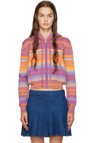 Purple 'The Cropped Zip Hoodie' Hoodie | SSENSE