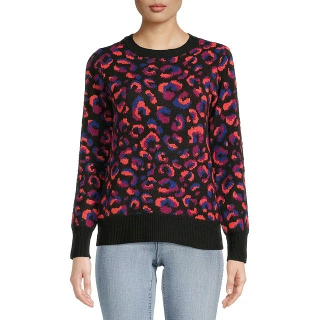 Time And Tru Women's Print Crewneck Sweater | Walmart (US)