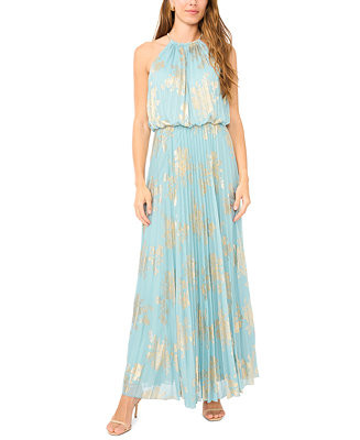 MSK Women's Embellishment Halter-Neck Pleated Gown - Macy's | Macy's