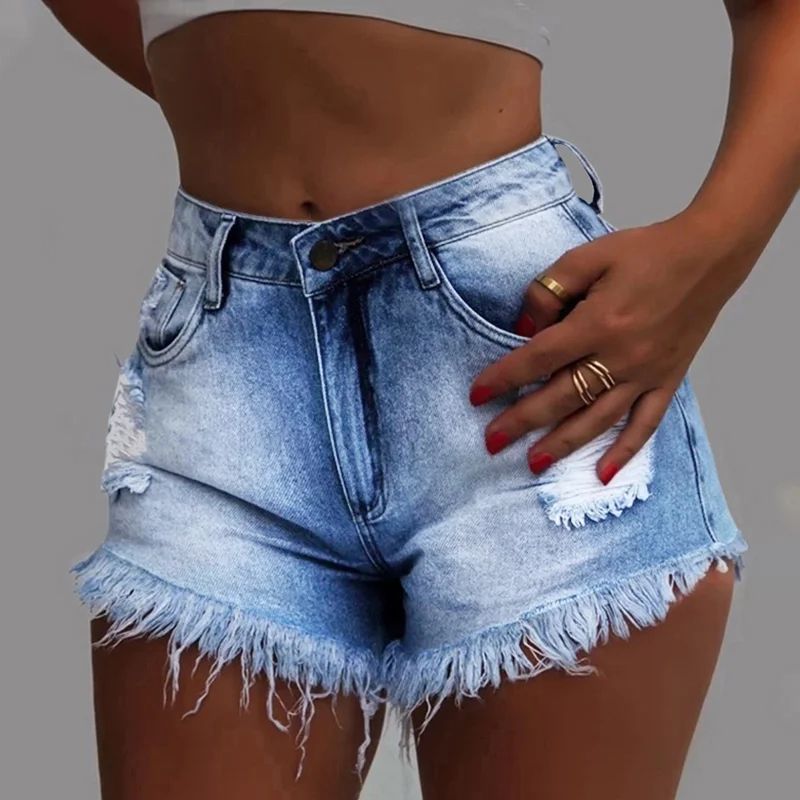 White Washed Women Slim Shorts Ripped Casual Skinny Shorts Jeans | Walmart (US)
