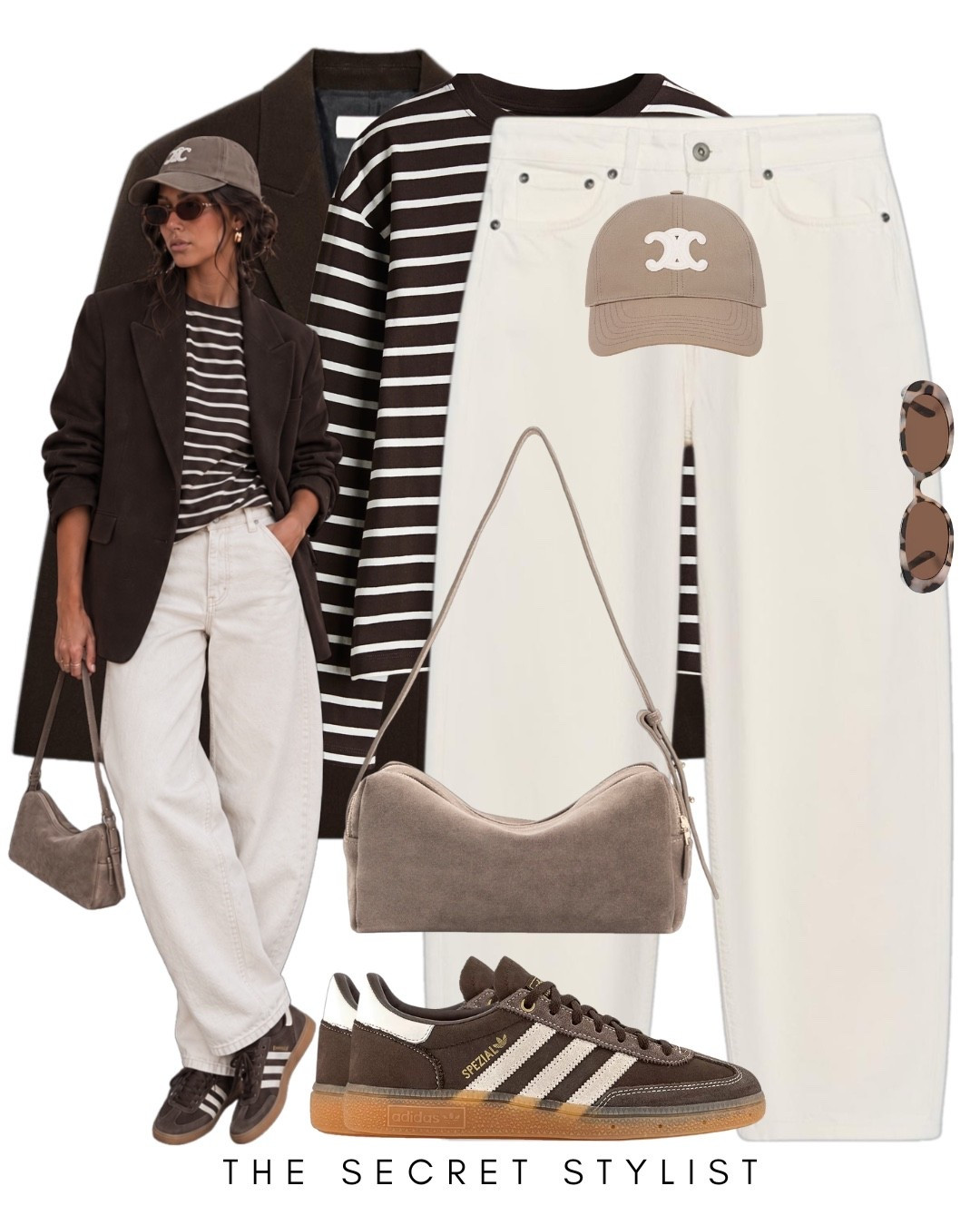 White jeans autumn look with brown long sleeve striped top and Asidas brown Spezials

#LTKuk #LTKautumn #LTKstyletip