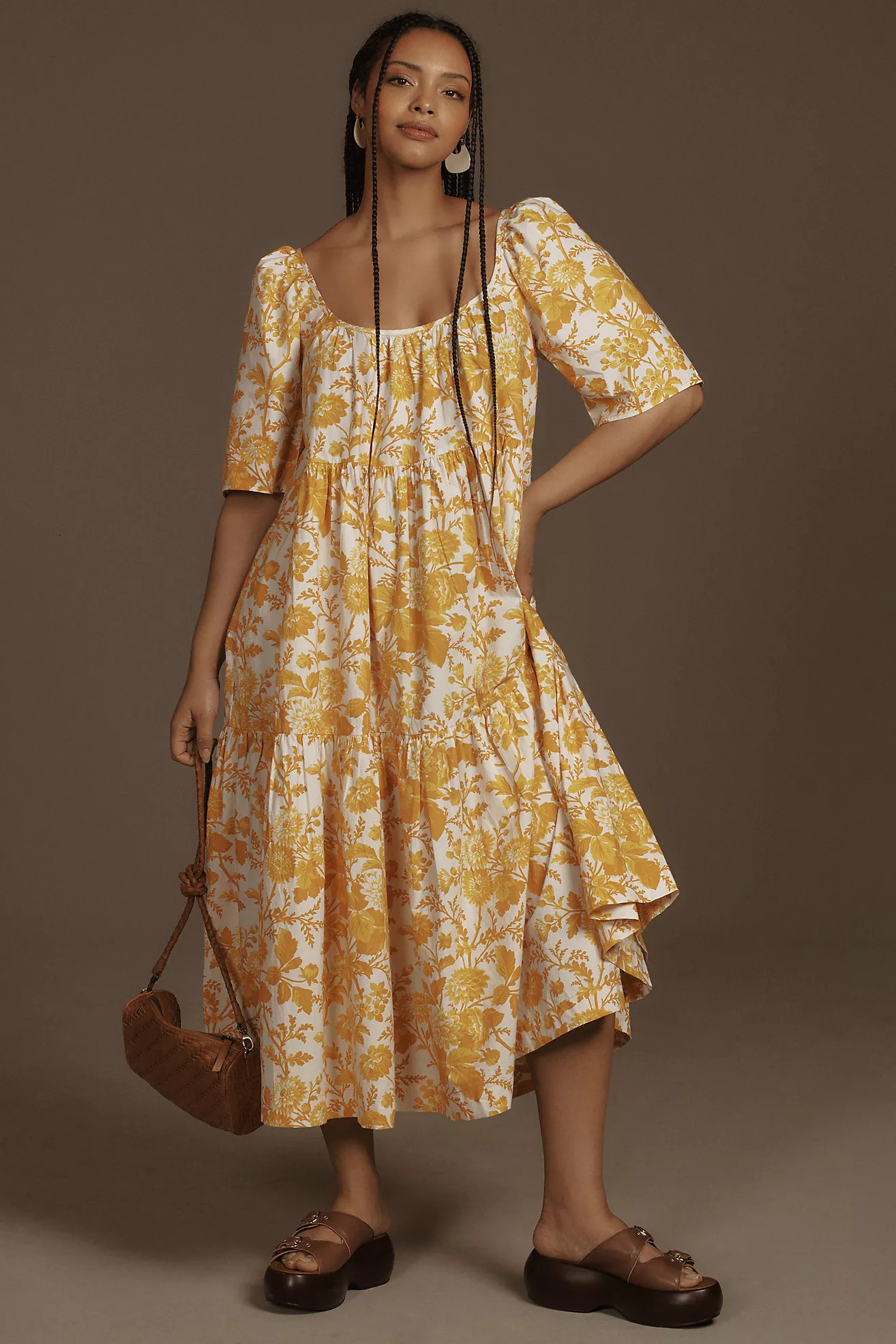By Anthropologie Tiered Poplin Midi Dress | Anthropologie (US)
