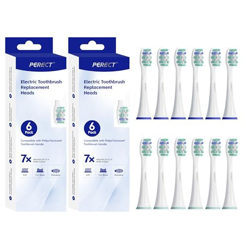 PERECT Soft Replacement Toothbrush Heads 12-Pack for Philips Sonicare Click-On Models – Fits 4100, 5100, 6100, 9023, W Optimal Plaque Control, Not Compatible with Essence/E-Series or Philips One | Amazon (US)