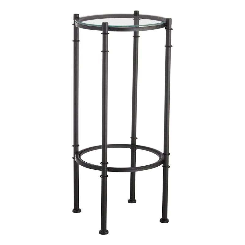 Tempered Glass Top With Black Metal Frame 2 Tier Plant Stand | At Home