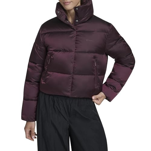 Champion Women's Cropped Puffer Jacket, Burgundy, Large | Amazon (US)