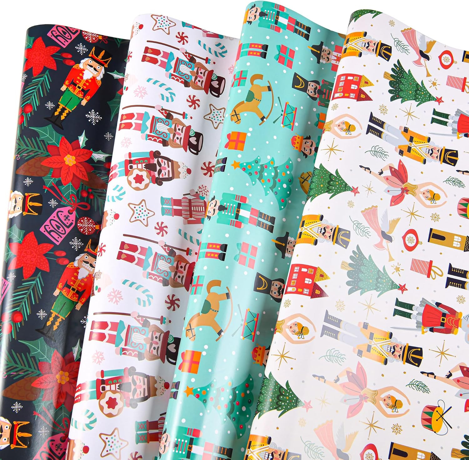 Sikiweiter Nutcracker Wrapping Paper - 12 Sheets Nutcracker Christmas Wrapping Paper for Boys Gir... | Amazon (US)