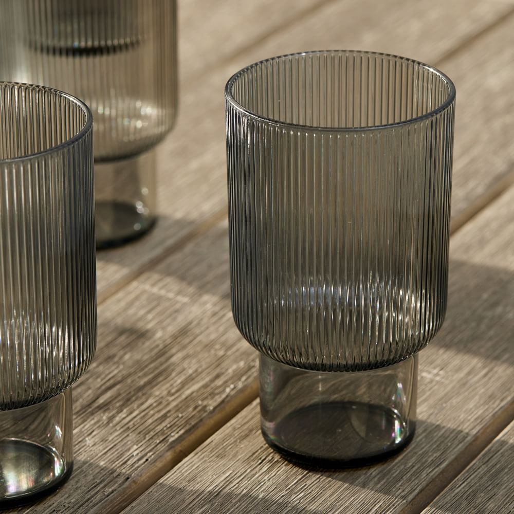 Fluted Acrylic, Highball, Light Gray, Set Of 4 | West Elm (US)