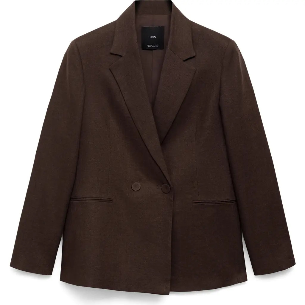 MANGO Tempoli Linen Blazer in Brown at Nordstrom, Size Medium | Nordstrom