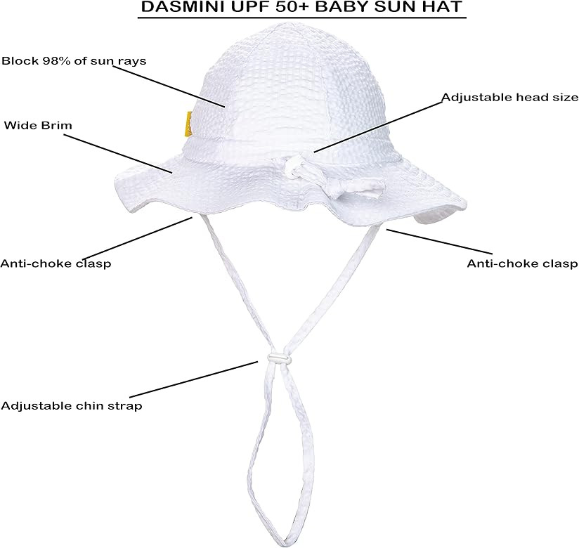 DASMINI Baby & Toddler Wide Brim Sun Hats UPF 50+ Sun Protection Bucket Cap Cute Adjustable Hat | Amazon (US)