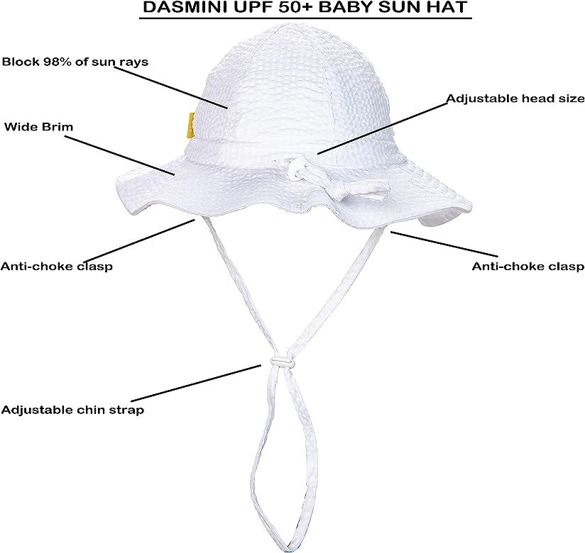 DASMINI Baby & Toddler Wide Brim Sun Hats UPF 50+ Sun Protection Bucket Cap Cute Adjustable Hat | Amazon (US)