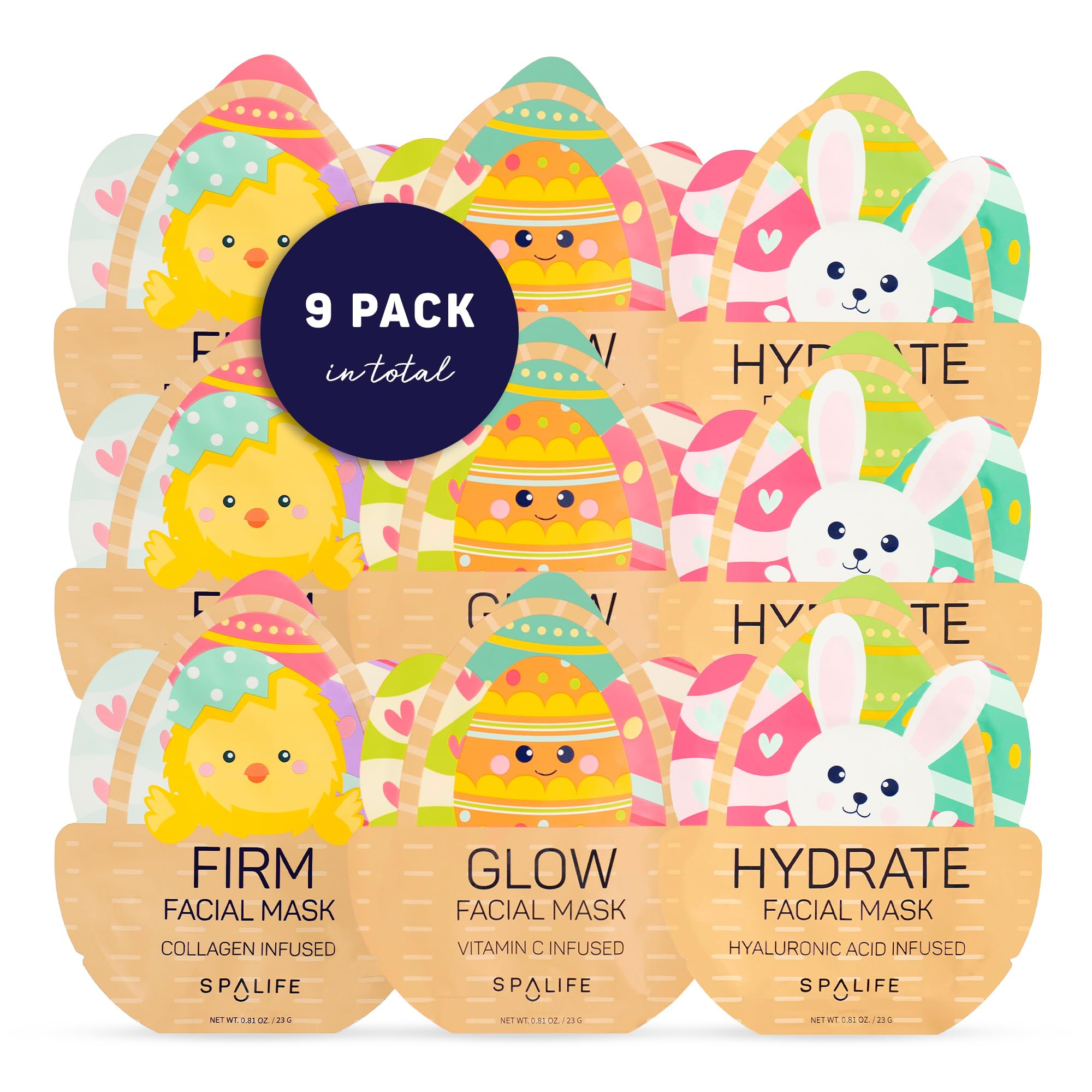 SpaLife Spring & Easter Facial Masks (9Pack) - Hyaluronic Acid, Collagen, Vitamin C Infused - Red... | Amazon (US)