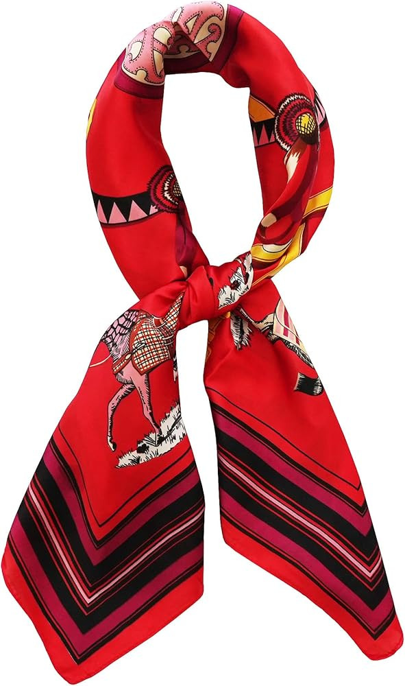 JERLA Women's satin square silk like scarf Fashion pattern large hair scarf wrap headscarf 35" x ... | Amazon (US)