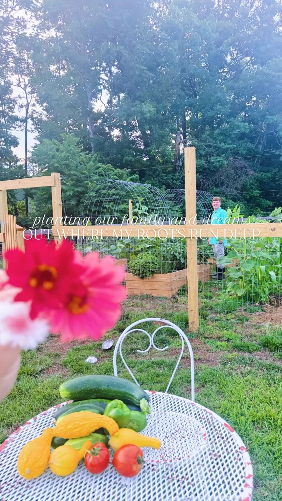 w h e r e  m y  r o o t s  r u n  d e e p 🌱🌾💐🧺👩‍🌾 #sliceofheaven #farmsweetfarm 

I sure do love chasing babies 👶🏼 and chickens 🐓 with you, @wesmabry 😘🥰😍 Oh these truly truly are the DAYS, my friends!!! 👶🏼🤠🩵👶🏼🌾🛝

And my GOODNESS 🤭 just LOOK (!!) 👀 at all of our garden 🪴 harvest 🧺 goodies 🍅🥒💛💐🫐🫑 tonight… I am speechless y’all!!! 😍
#happygardenhappymama #farmgardenharvest 

Gardening 👩‍🌾 truly has become my favorite hobby these days 🌾 (I know my Mamaw would be so proud 🥹) and over the last few years… and I feel like I can officially call myself a “garden girlie,” now hehe!! 🧺💐🫑🍅🫐🥒 God’s Creation and watching so many beautiful and GOOD things grow will never cease to amaze me!!! 🌿🌱 Oh how I love this little country life of ours out on this beautiful land… thank you, Lord!!! 🧺🌼 #wherethegoodthingsgrow