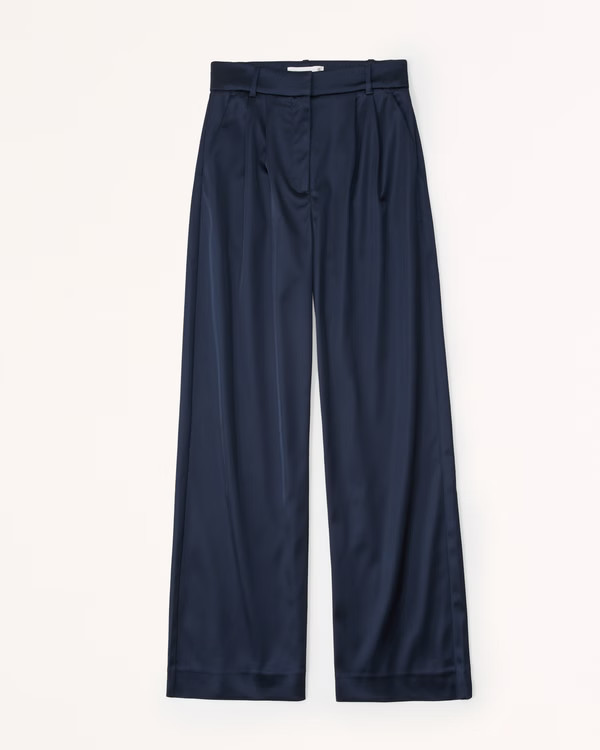 Women's A&F Sloane Tailored Satin Sculpt Pant | Women's Clearance | Abercrombie.com | Abercrombie & Fitch (US)