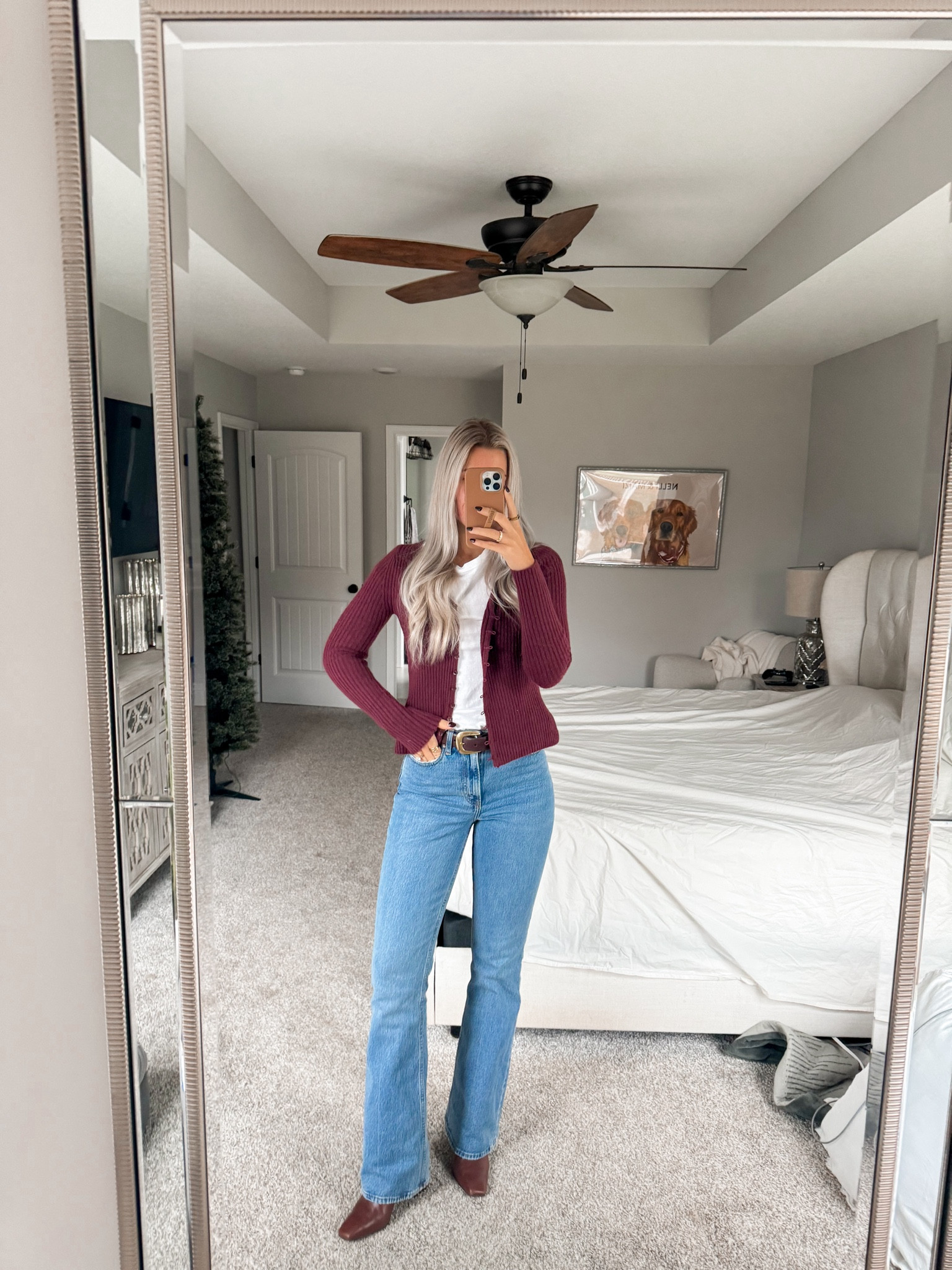 church ootd :) 25 extra long in jeans, XS in cardi, small in tees, small in belt 

#LTKCyberWeek #LTKHoliday #LTKSaleAlert