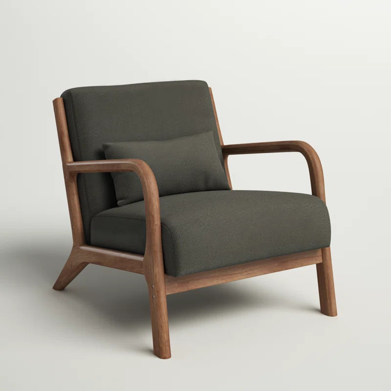 Hertford 26" Wide Upholstered Linen Blend Accent Chair with Wooden Legs and One Pillow | Wayfair North America