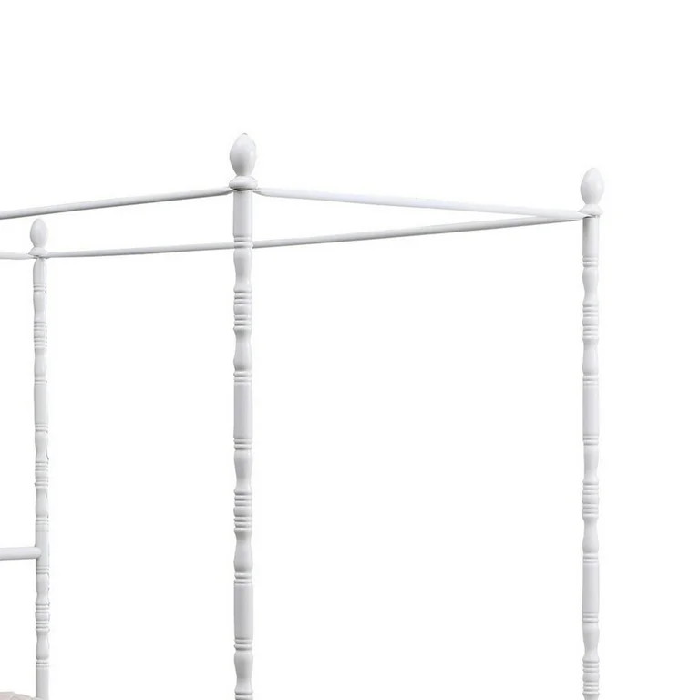 Modern Metal Twin Size Canopy Bed, Spindled Turned Posts, Classic White | Walmart (US)