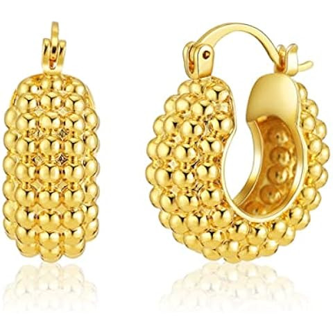 FRUMOS 18K Gold Plated Chunky Hoop Earrings for Women Fashion Thick Gold Hoops Set Jewelry for Bi... | Amazon (US)