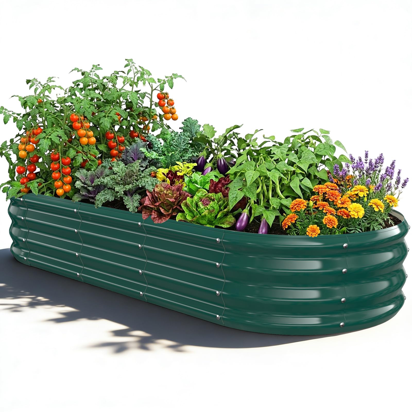 Oval Raised Garden Bed, 5 x 2 x 1FT, Galvanized Steel Planter Box with Wave-Shaped Metal Panels P... | Amazon (US)