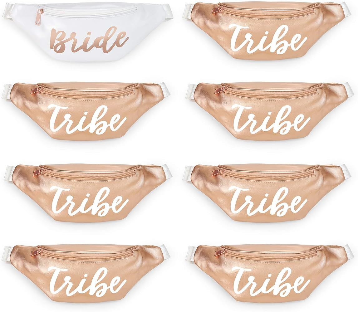xo, Fetti Bachelorette Party Bride Tribe Fanny Packs - 8 Bags | Rose Gold Bridal Shower Decoratio... | Amazon (US)