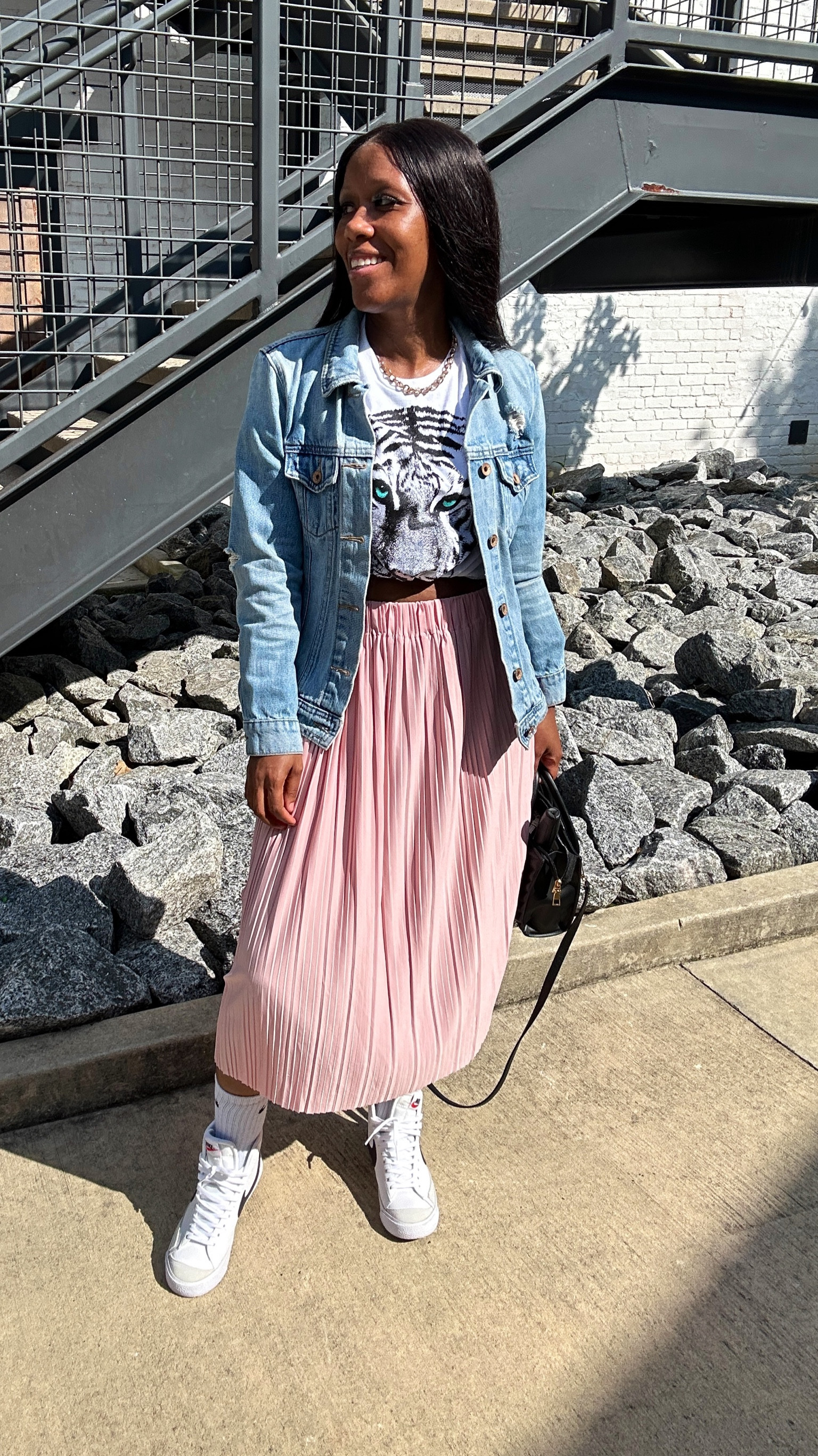 How to style Walmart Graphic T-shirt. Fall Fashion Outfit Idea.
Shirt- men’s size small
Jacket- size small 
Skirt- size small 

#LTKSeasonal #LTKstyletip #LTKshoecrush