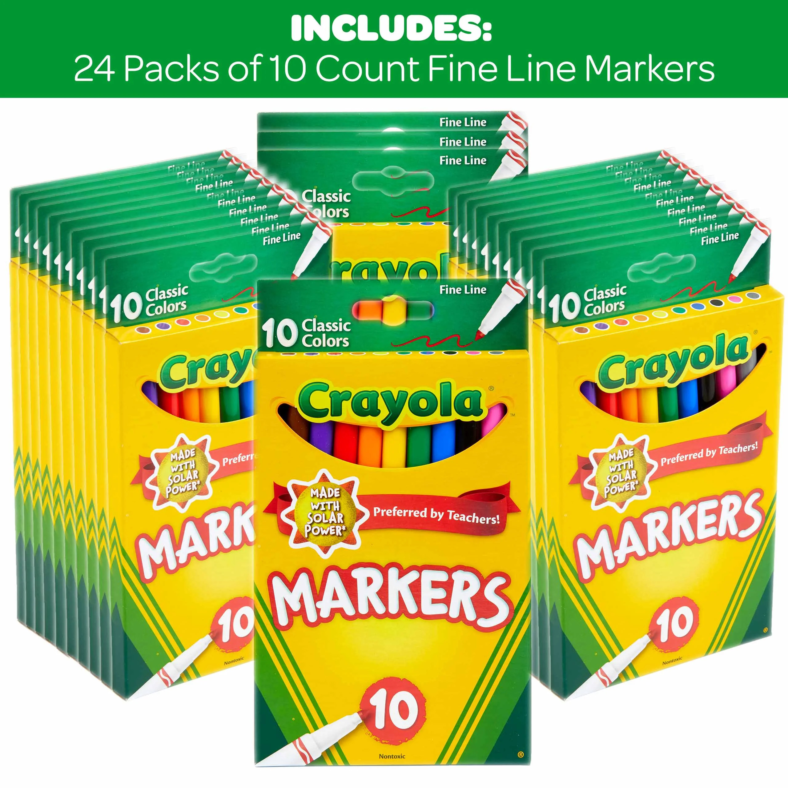 Crayola Classic 10ct Fine Line Marker Set, Classic Colors, (24 Pack Case) Bulk School Supplies - ... | Walmart (US)