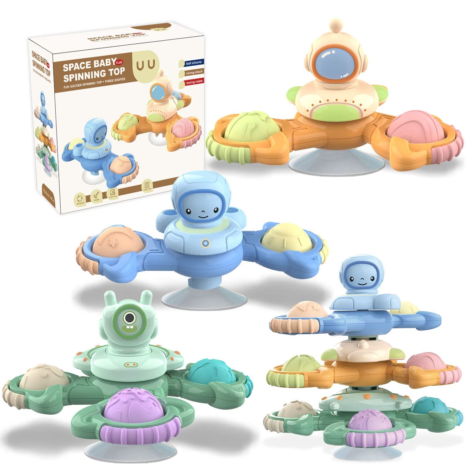 Suction Cup Spinner Toys, Space Element Spinning Montessori Toys, Baby Sensory Bath Toys, Birthda... | Amazon (US)
