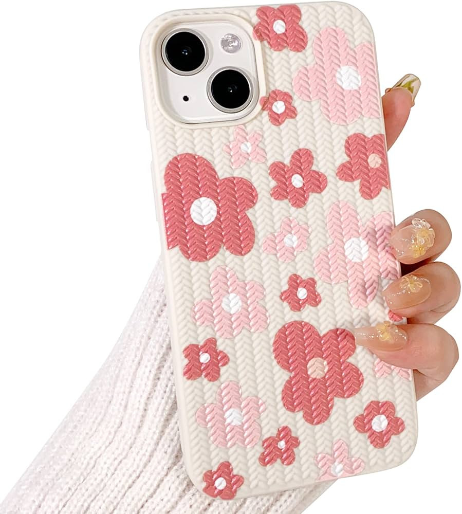 NITITOP Compatible for iPhone 13/ iPhone 14 Case Cute for Women Girls Woven Pattern Braid Flower ... | Amazon (US)