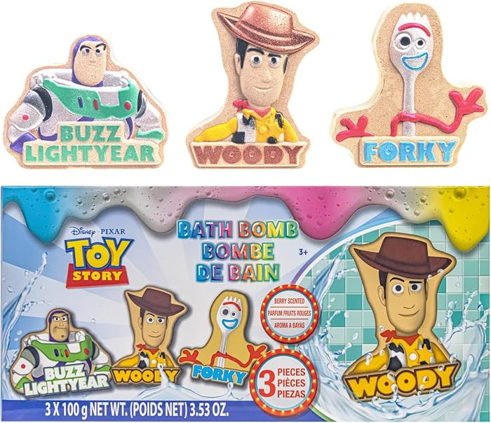 Toy Story Bath Bomb Set, 3-Piece Character Shaped, Berry Scented | Amazon (US)