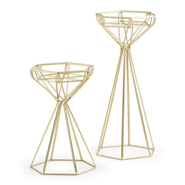 Tall Gold Geometric Candle Holder Set | Walmart (US)