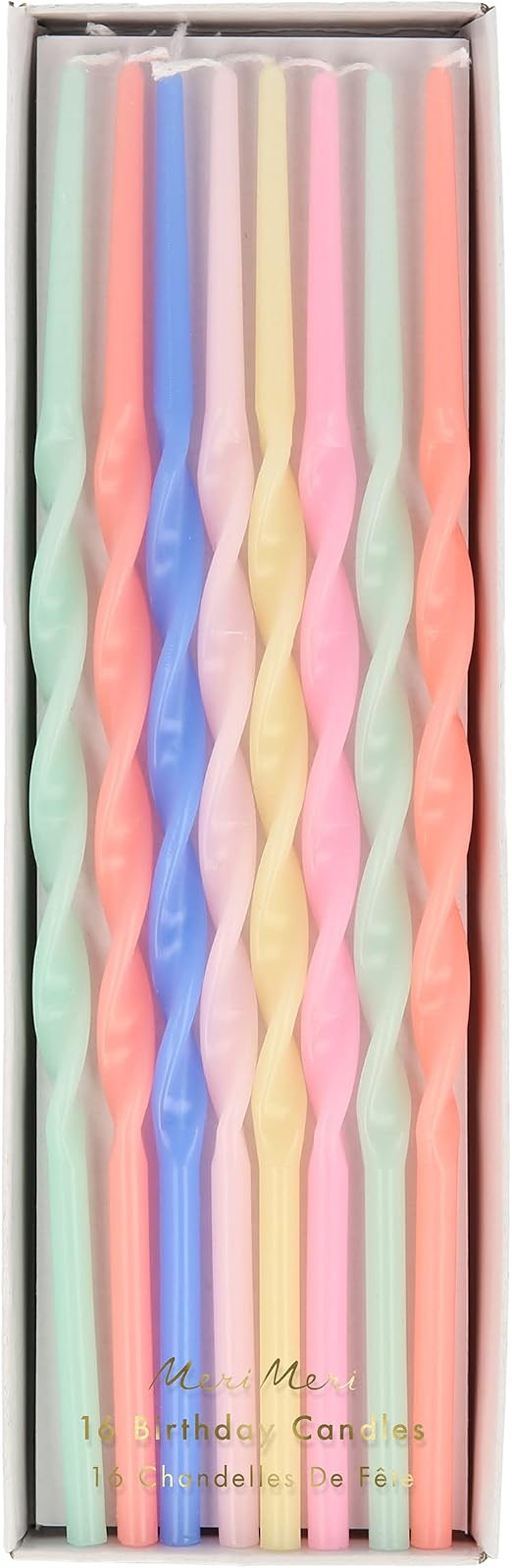 Meri Meri Twisted Long Birthday Candles for Cake (Pack of 16), 7" Tall, Unscented Meri Meri Birth... | Amazon (US)