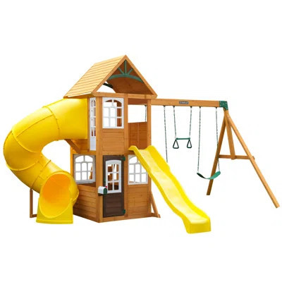 Castlewood Wooden Swing Set with Clubhouse, Mailbox, Slide and Play Kitchen | Wayfair North America