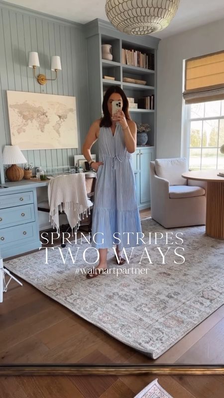 #walmartpartner spring stripes two ways with Walmart fashion! Love both of these cute, comfy, and affordable dresses for spring & summer! #walmartfashion @walmartfashion