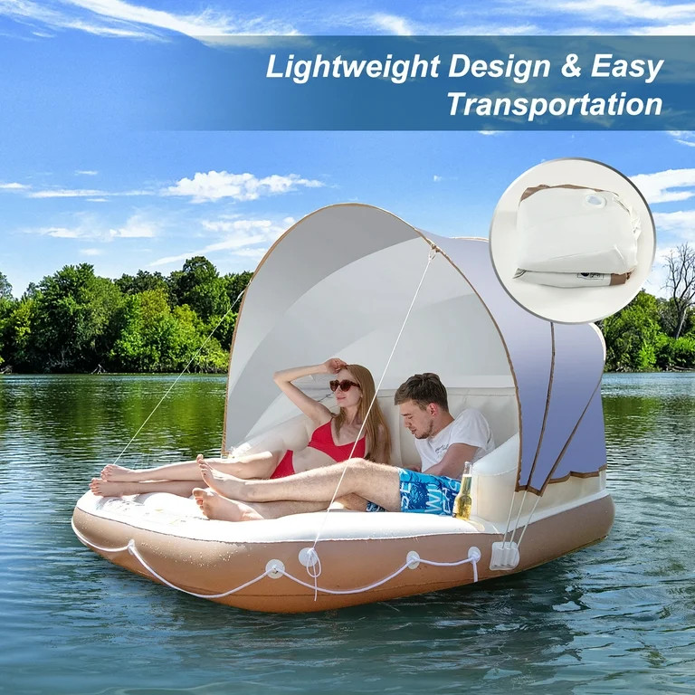 Costway Canopy Inflatable Pool Float Lounge Swimming Raft | Walmart (US)